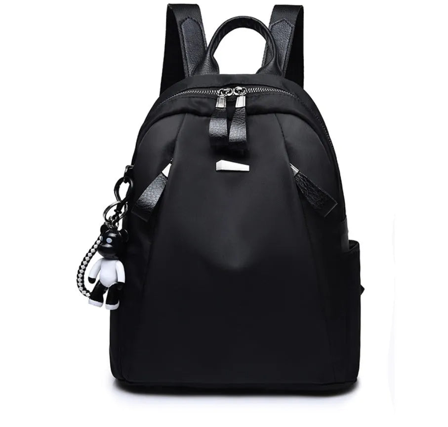 Medium black Oxford cloth fashion rucksack with internal phone and ID pockets