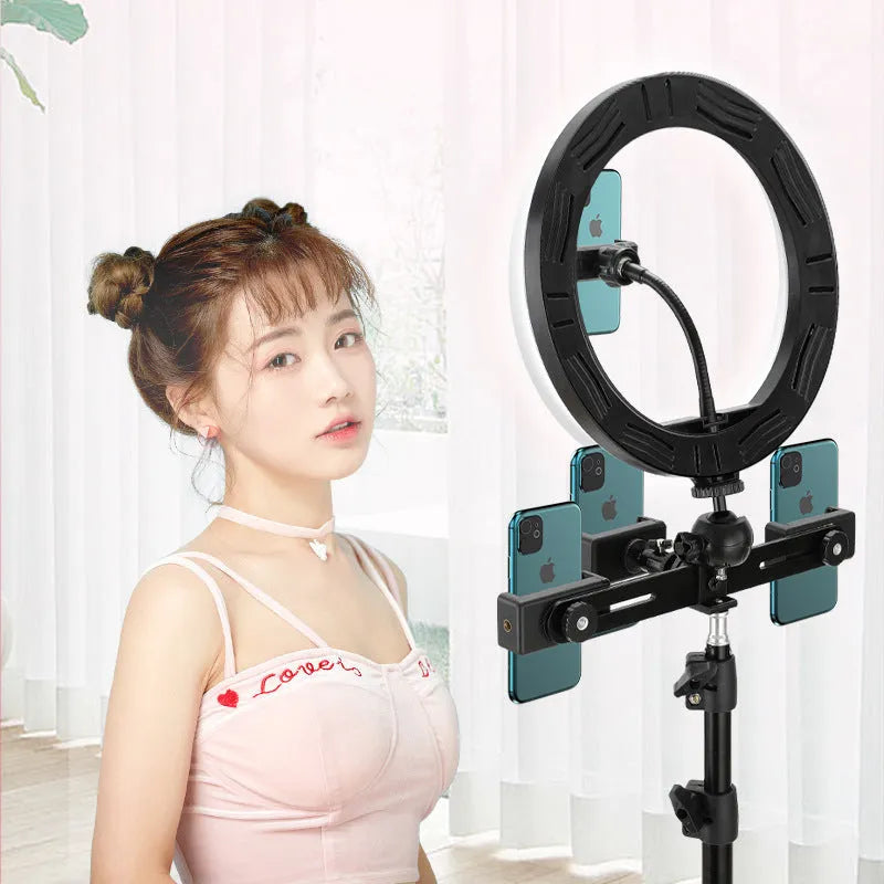 10-inch ring selfie light with adjustable metal bracket for smartphone photography