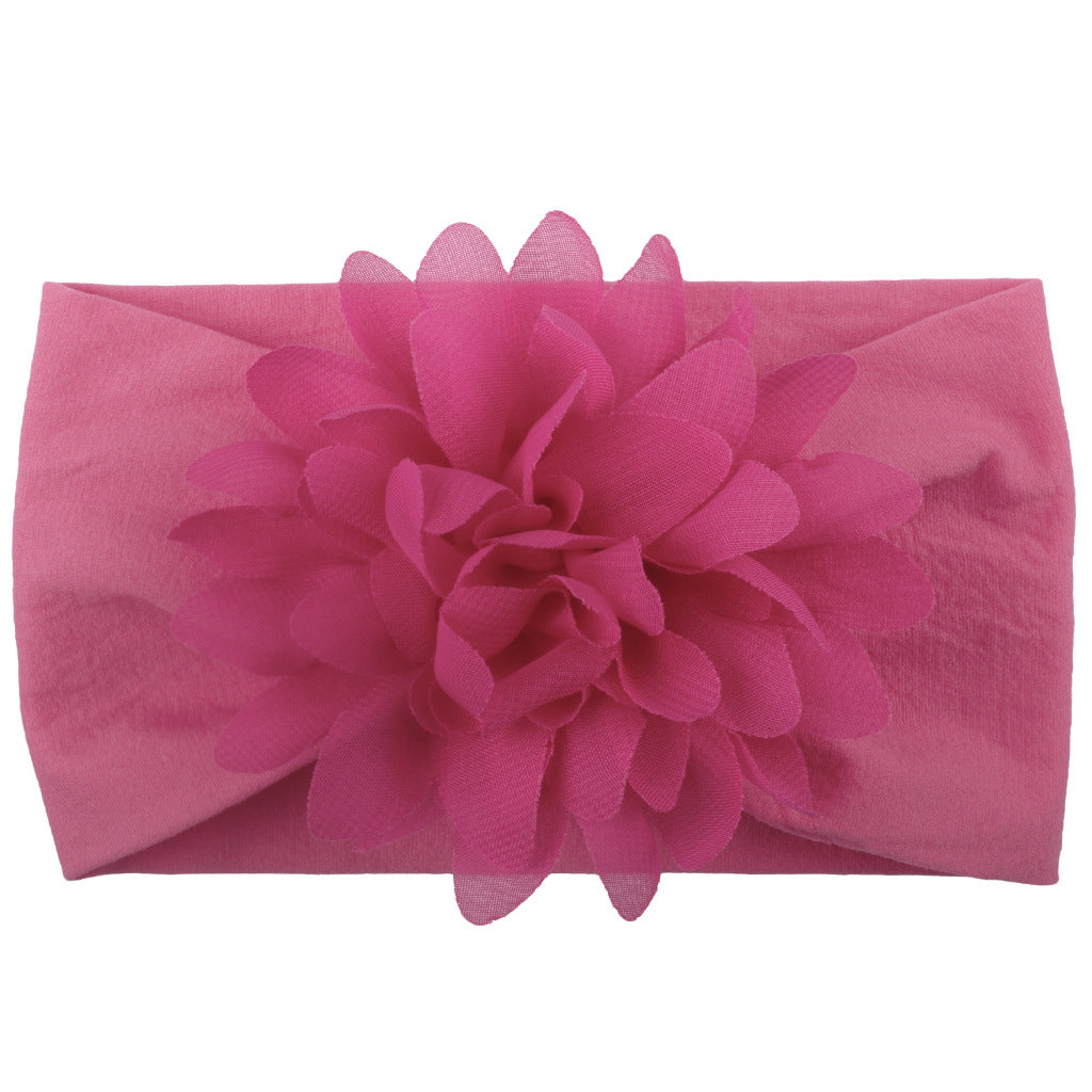 Sweet Chiffon Flower Baby Hairband - Super Soft, No-Mark Nylon Headdress for Princess Girls, 0-36 Months