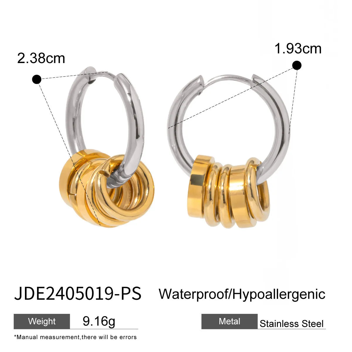 Stainless steel electroplated earrings in ins style with unisex design