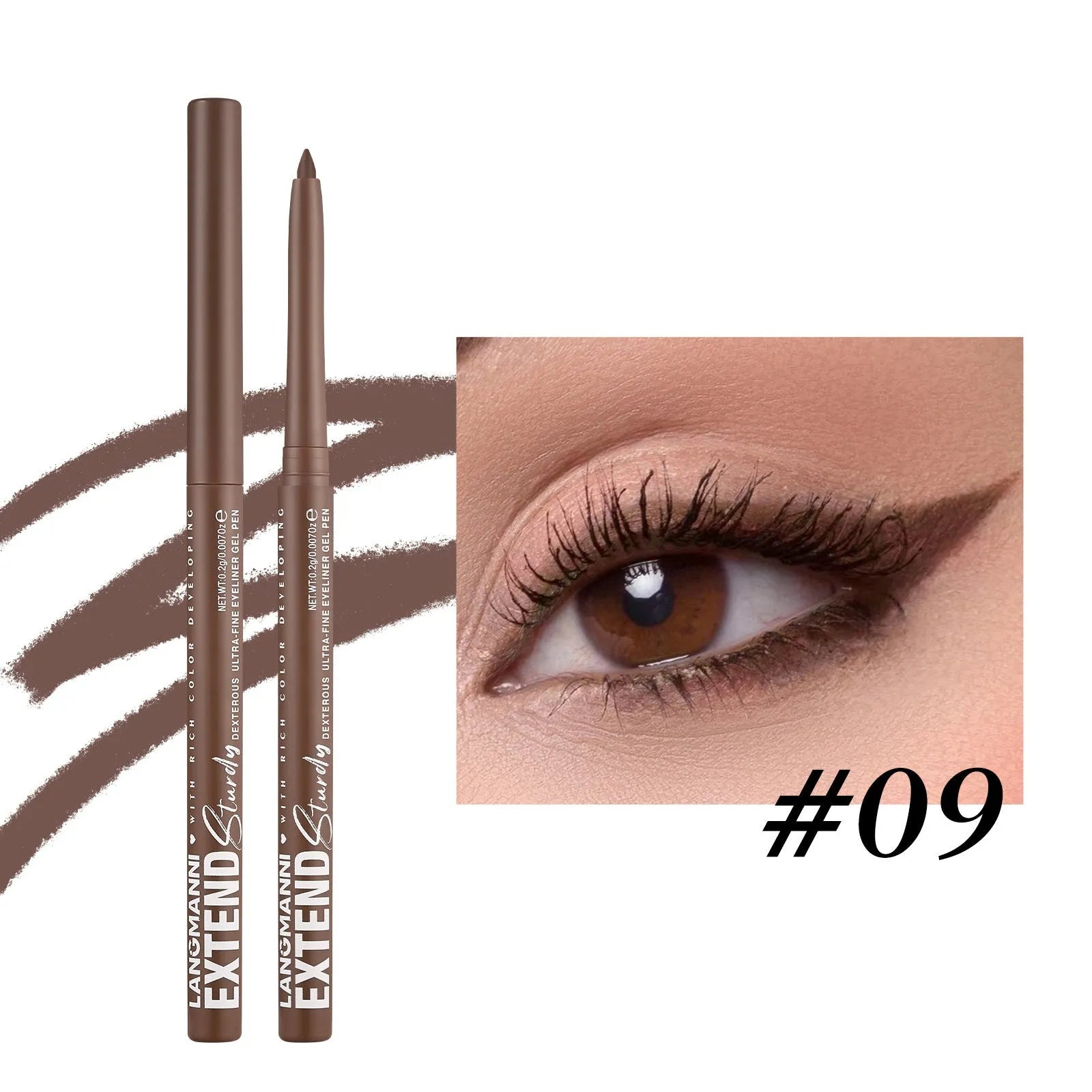 Set of 12 colourful gel glitter eyeliner pencils showing matte, glitter, metallic, and pearl effects