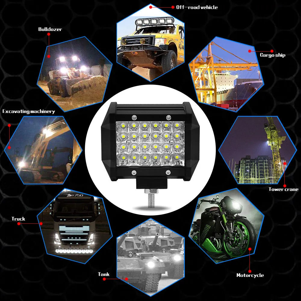 Black 4 row LED strip light bar with aviation aluminium alloy case and stainless steel bracket for vehicle mounting