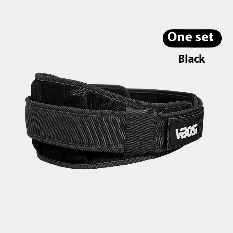 Black fitness waist support belt for squat weightlifting hard pull push training adjustable