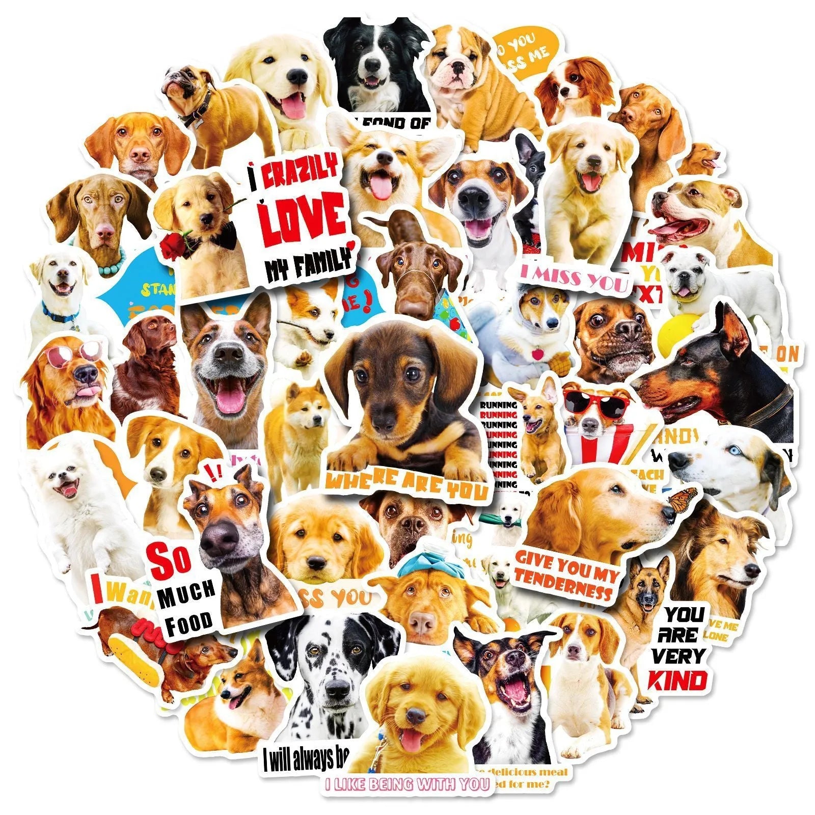 Realistic dog facial expression sticker sheets in Nordic style designs for planners and journals