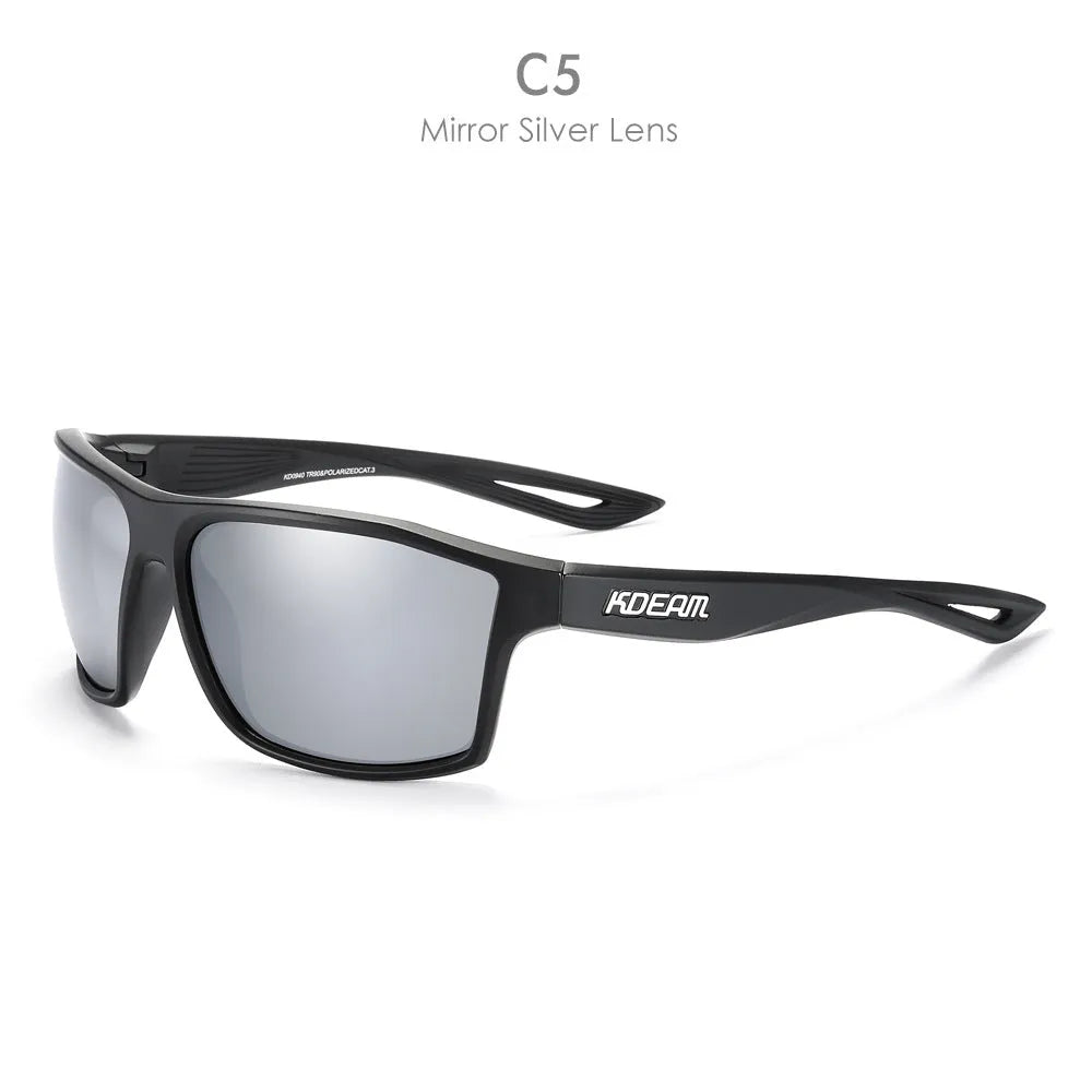 Sports polarized sunglasses with TR90 frame, TAC lens, UV400 protection, full frame box design, available in 11 colour options