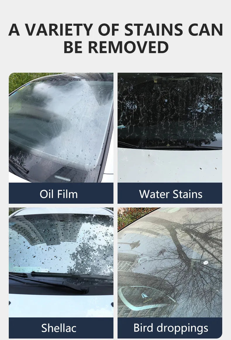 Tube of glass oil film remover cleaning cream for car and window decontamination.