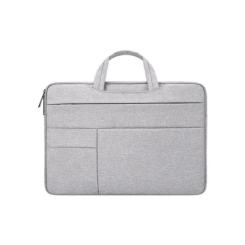 Grey waterproof polyester laptop inner bag with smooth nylon lining, fits 13.3 inch device
