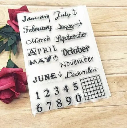 Transparent silicone vintage icon calendar seal for date stamping