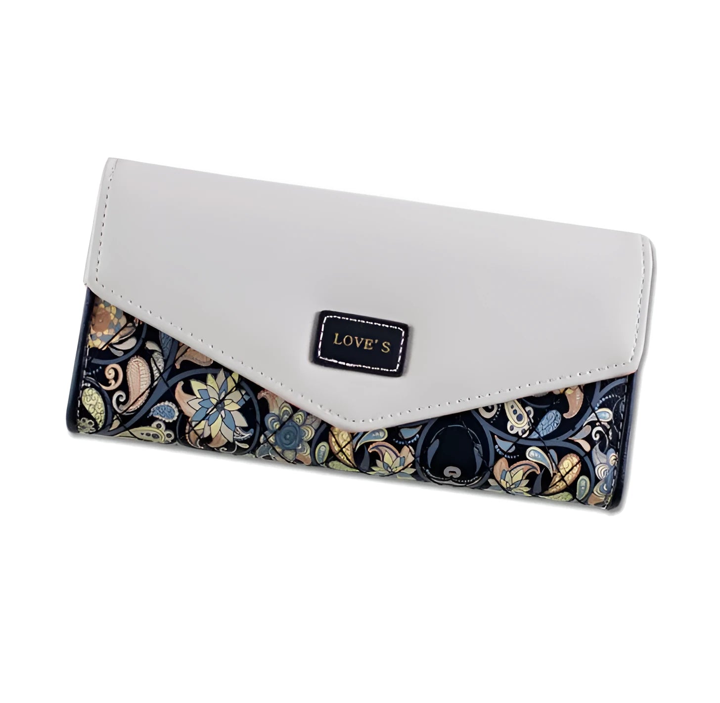 Women's three-fold leather wallet with buckle closure in black, blue, green, melon red or violet
