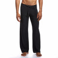 Silky loose home trousers in black, mid-waist loose fit, size options S M L