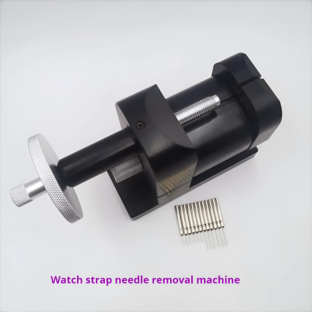 Alloy steel watch strap stripping machine for watch repair on a workbench