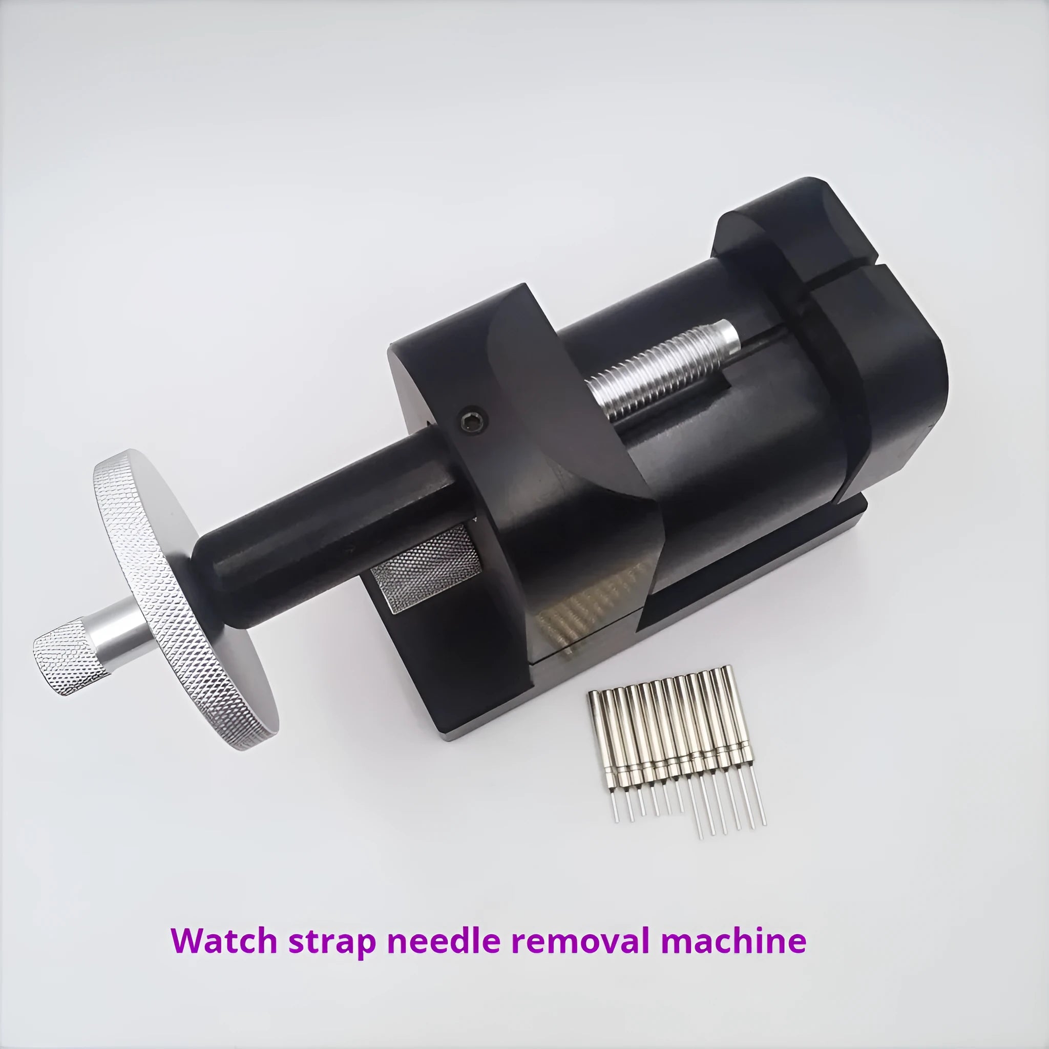Alloy steel watch strap stripping machine for watch repair on a workbench