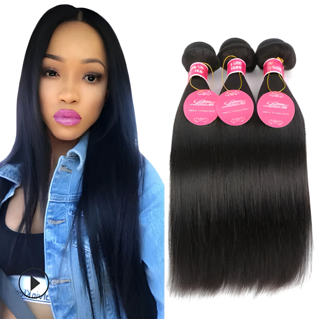 Real human hair straight wave extension in natural colour on 4x4 hair block, 8-26 inch
