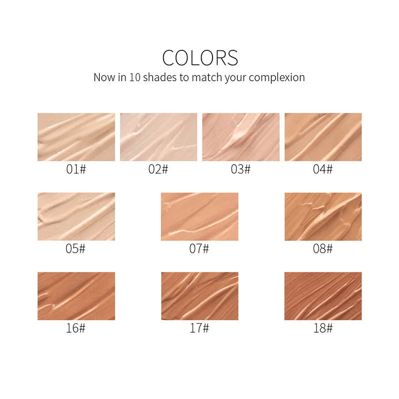 Waterproof long-lasting liquid foundation concealer for face and body in multiple shades