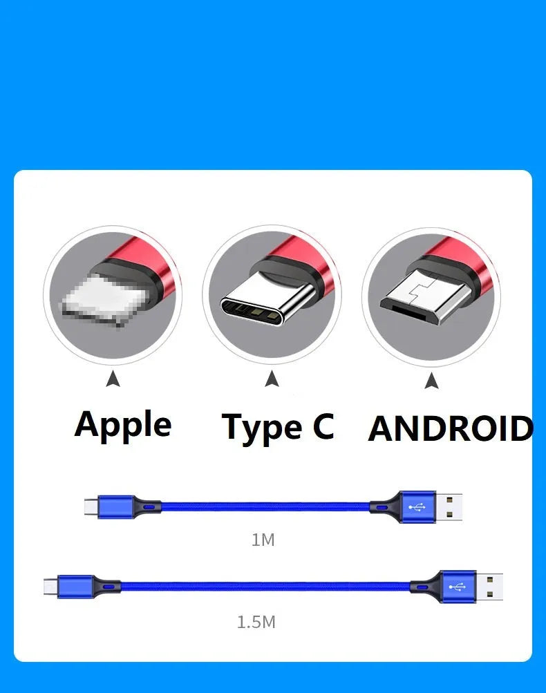 2-metre USB-A to Type-C data cable in multiple colour options for mobile phone charging