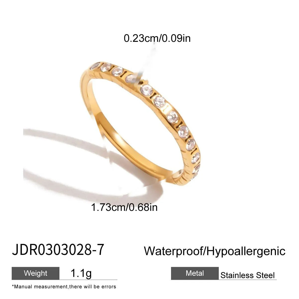 Geometric zircon ring with titanium steel non-fading finish in European/American style