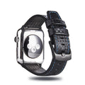 Carbon fibre leather Apple Watch strap in multiple colours with PC hard case