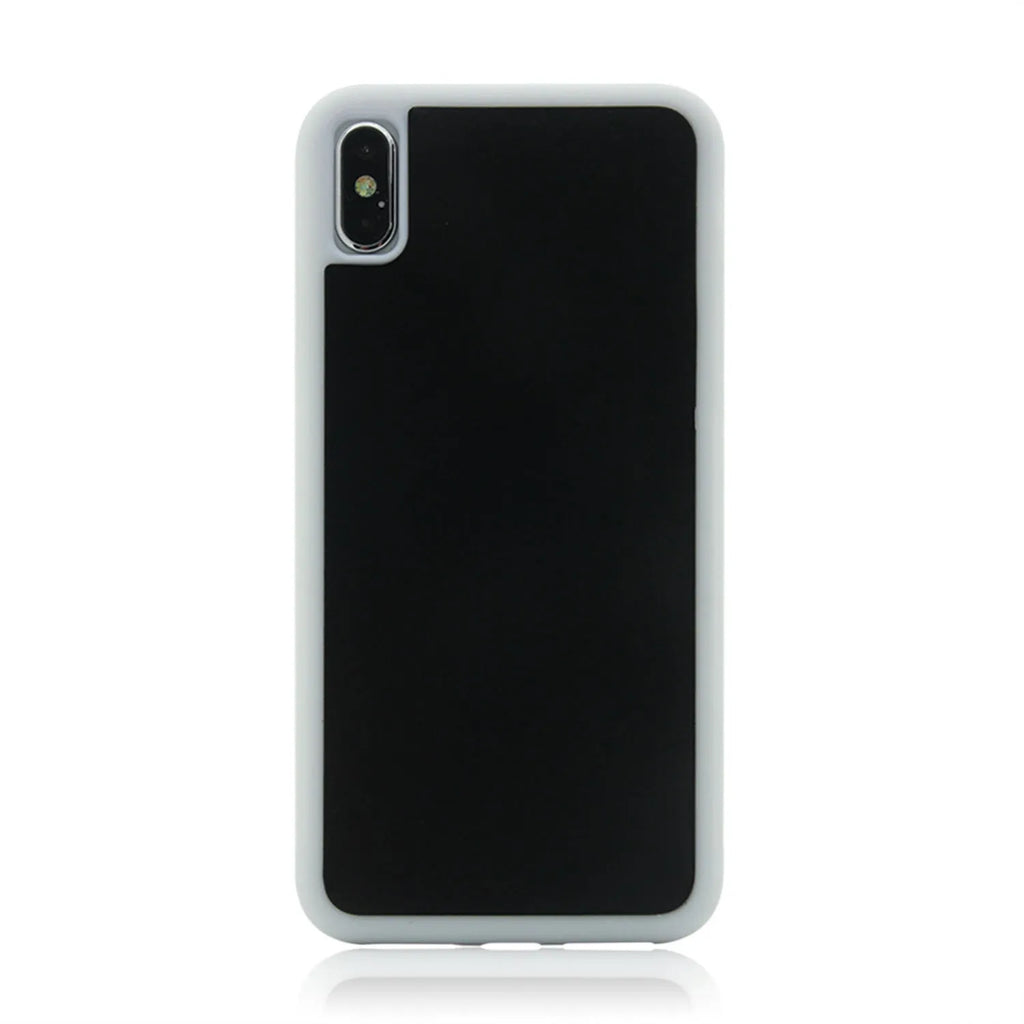 Anti-gravity nano material TPU PC two-in-one shockproof phone case in black with mirror finish for iPhone