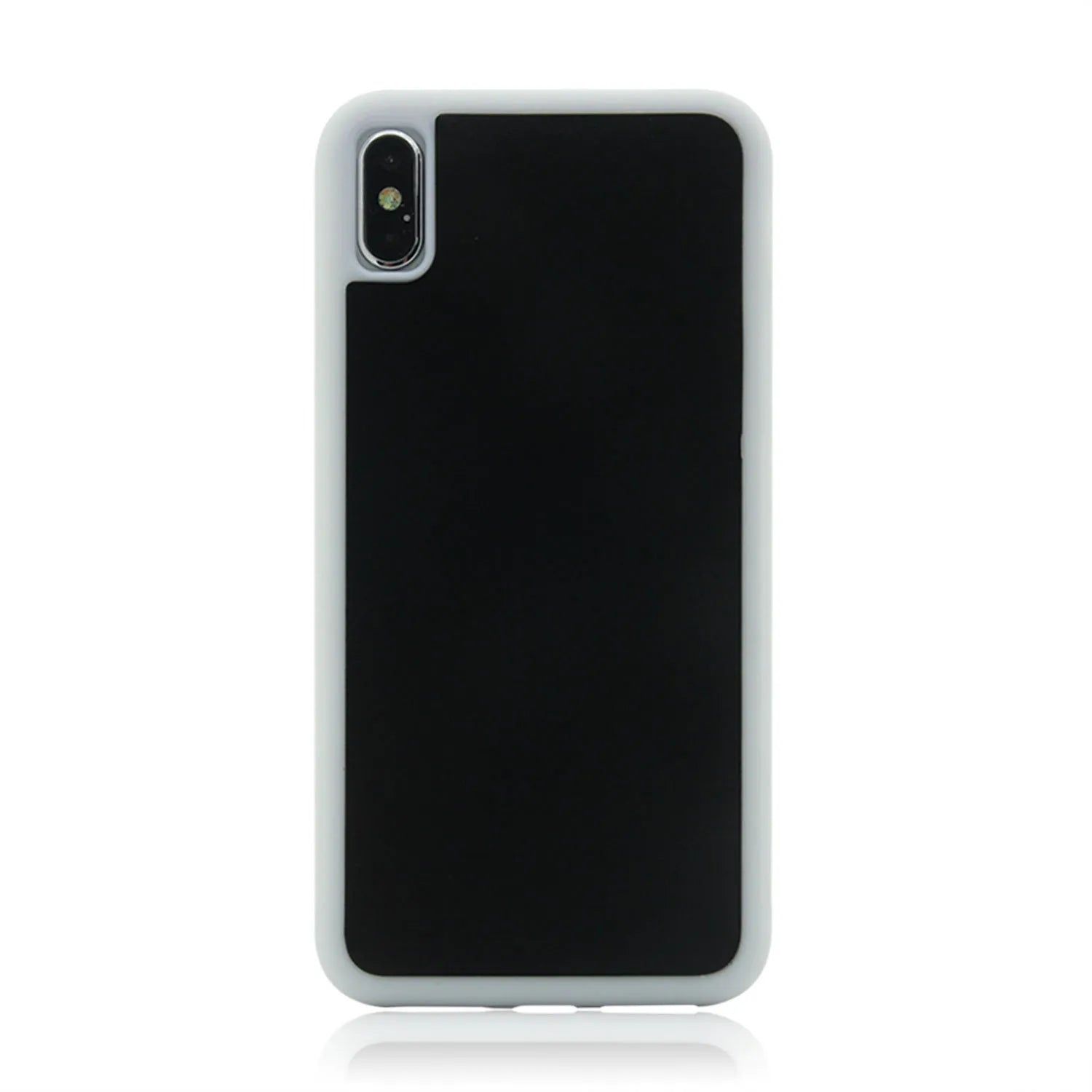 Anti-gravity nano material TPU PC two-in-one shockproof phone case in black with mirror finish for iPhone