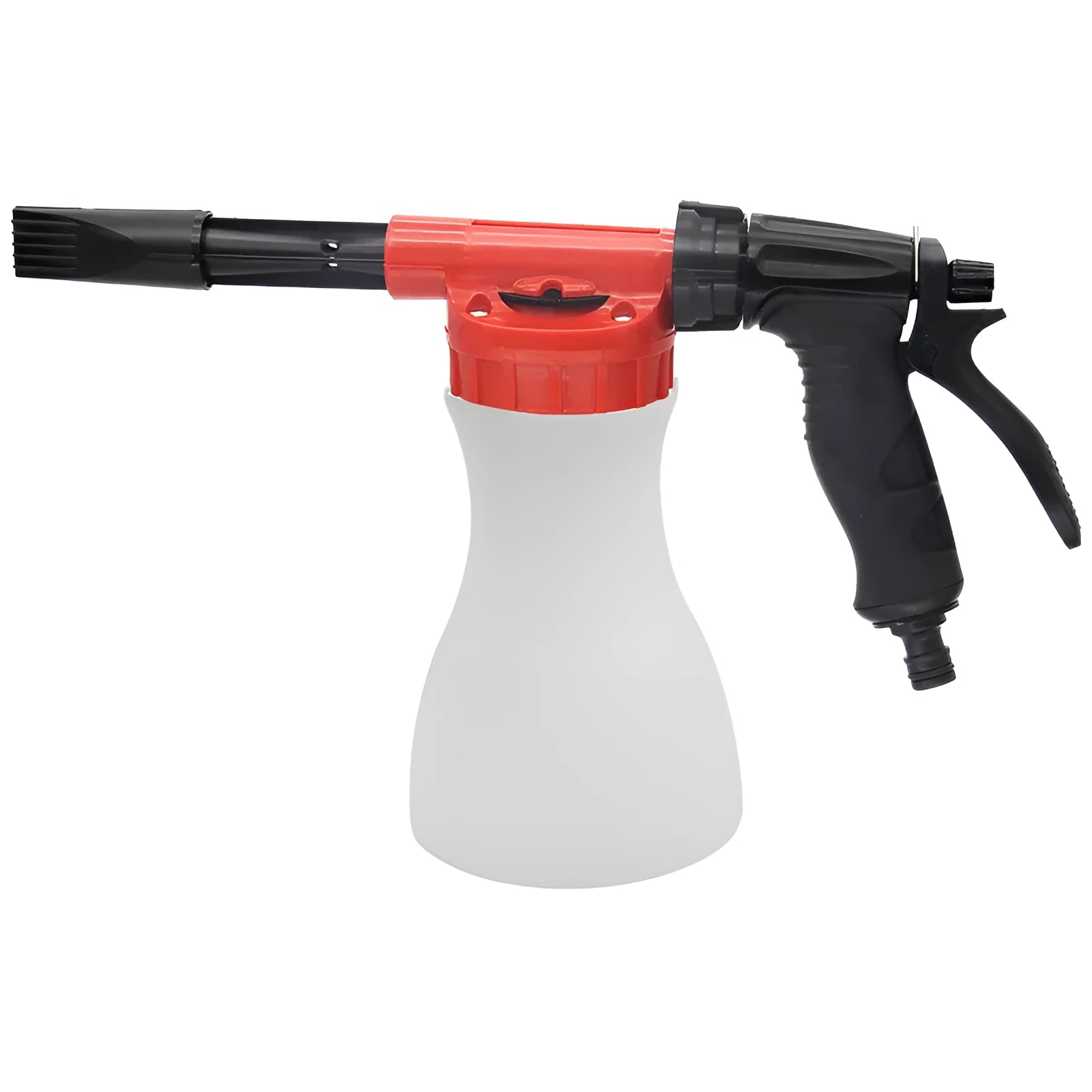 Blue high pressure garden spray gun for watering flowers and pesticides on a white background.