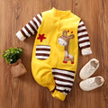 Giraffe print cotton baby one-piece long sleeves available in 59cm to 90cm sizes