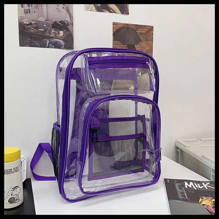 Transparent PVC waterproof backpack with voile inner bag in colour options