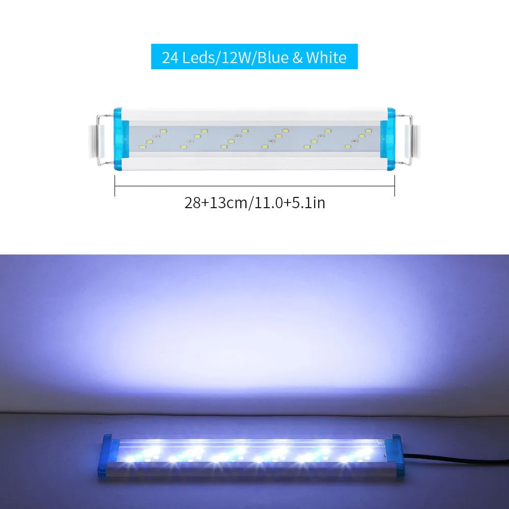 Ultra-thin aquarium LED light with blue and white lighting spectrum