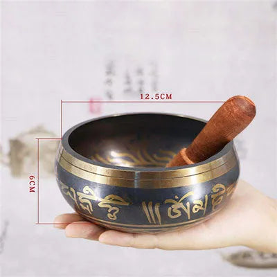 Tibet singing bowl ring copper seven metals meditation feng shui ornament black gold sizes 8.5cm to 18cm