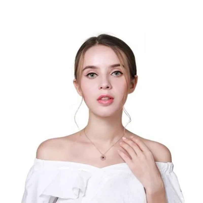 I Love You necklace with zircon pendant in silver, 100 languages design, chain length 40+5 cm