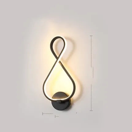 Nordic minimalist LED wall lamp in black or white with silicone shade for bedroom bedside lighting