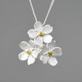 Sterling silver forget-me-not flower pendant in pastoral style with electroplated finish