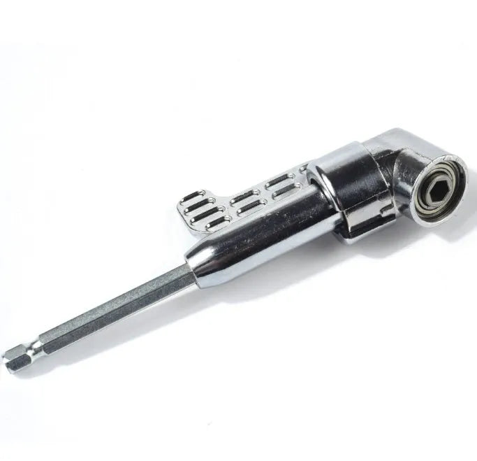 Silver flexible shaft screwdriver with 105-degree angled head for corners and confined spaces