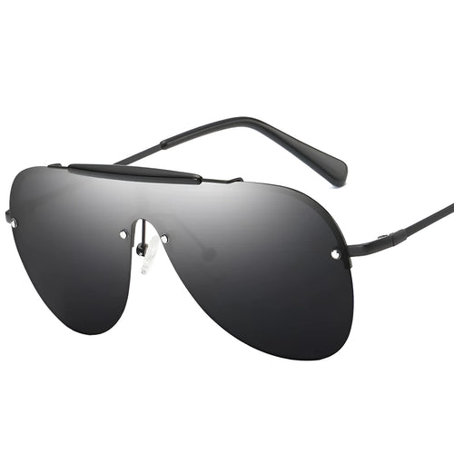 Aviator sunglasses with large one-piece metal frame and PC lens, five colour options for men
