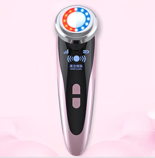 Beauty instrument cleanser in rose pink with 48x55x153mm size and 3 gear settings