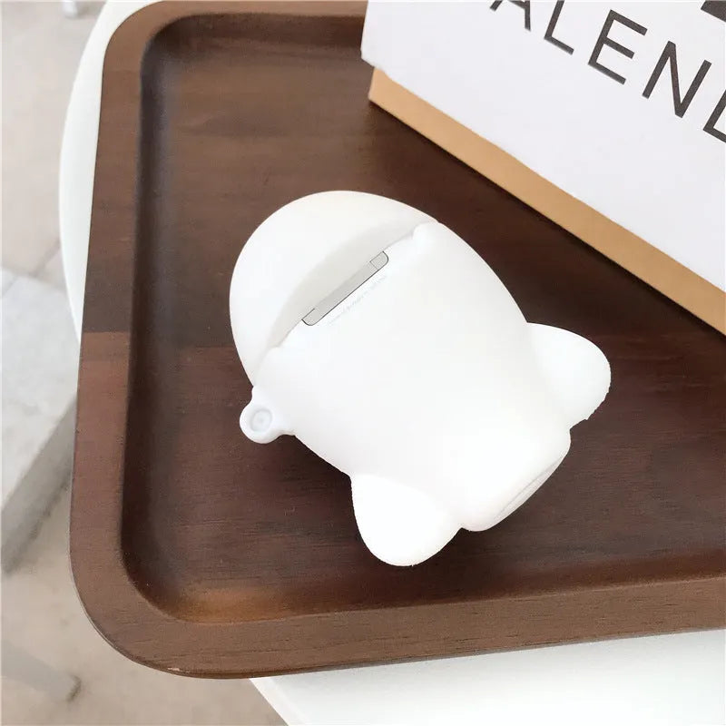 Aircraft headset cartoon design silicone protective case for Apple AirPods with carry hook