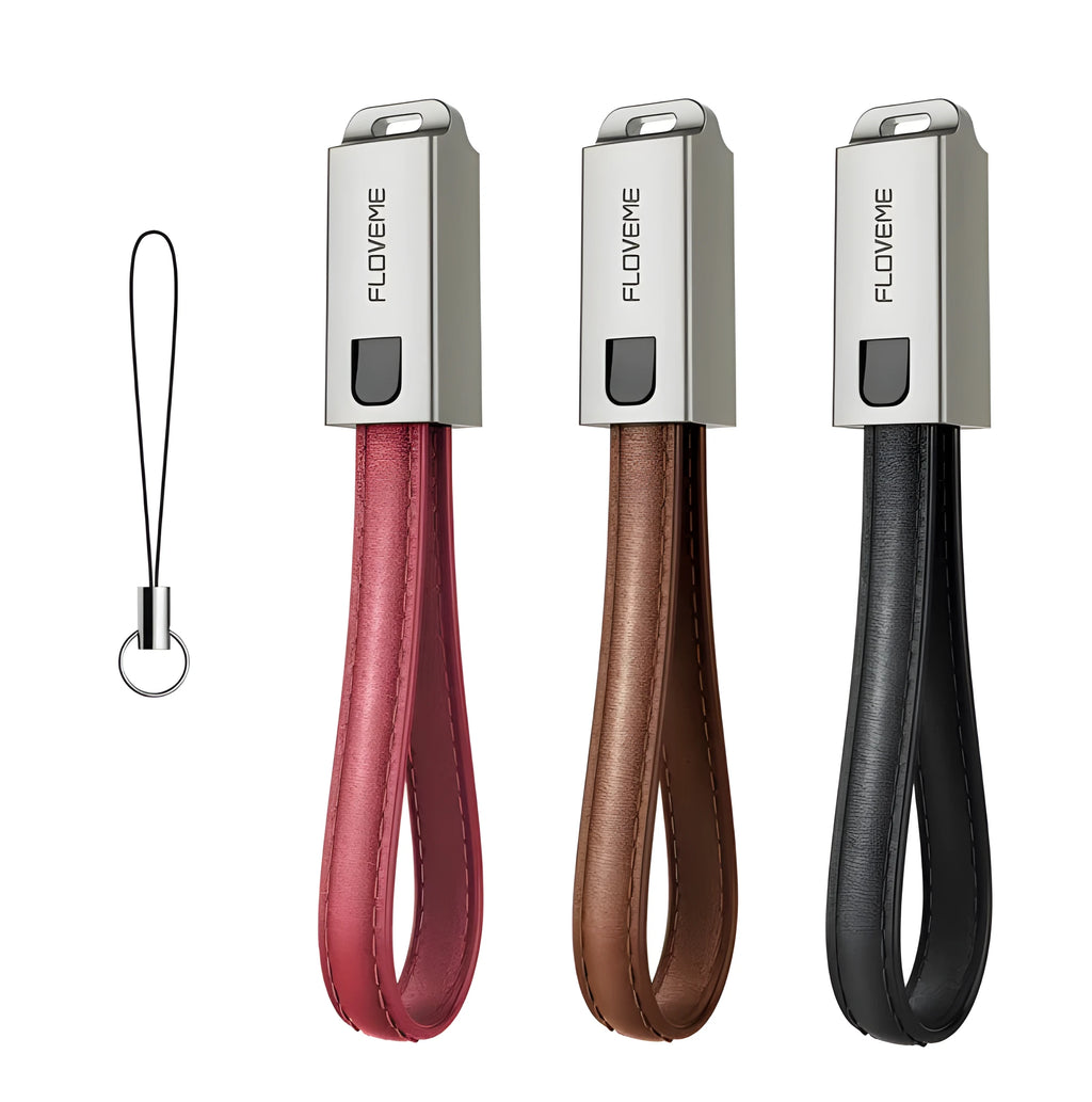 14cm leather iPhone charging cable with zinc alloy lightning connector in three colours