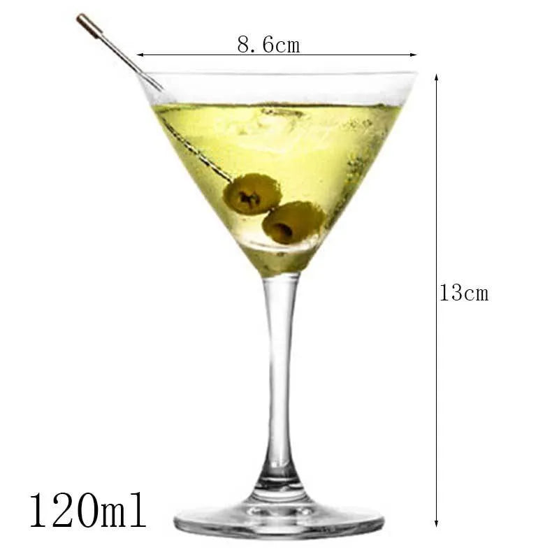 Transparent lead-free glass cocktail glass with seamless flat base and satin-board wall design