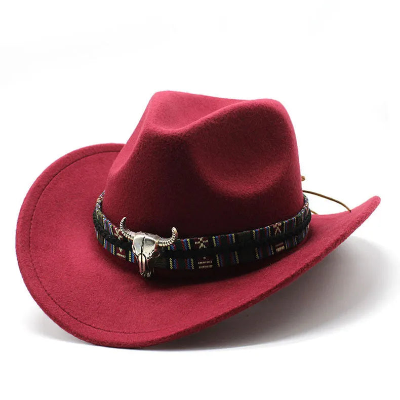 Western cowboy hat with bell crown in polyester fabric, shown in multiple colour options