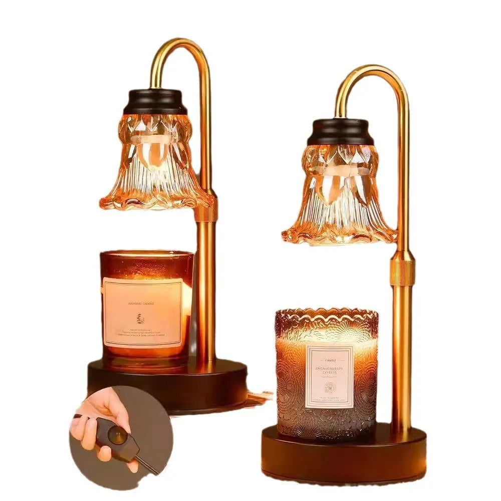 Bamboo aromatherapy wax melting lamp with UK plug on wooden surface