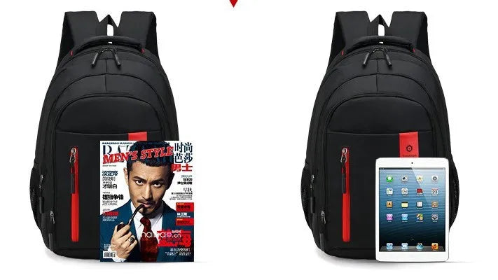 Blue lightweight Oxford fabric backpack for teenagers with side zip pockets and padded straps.