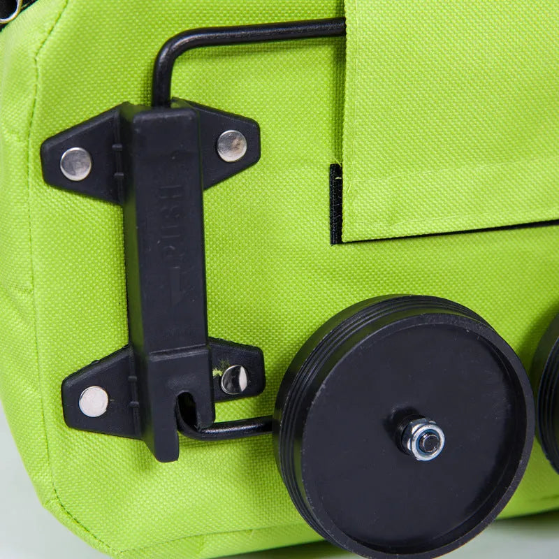 Green 3 in 1 heavy duty shopping cart with Oxford cloth, expanded size 55x28x18cm, folded size 28x18x4cm