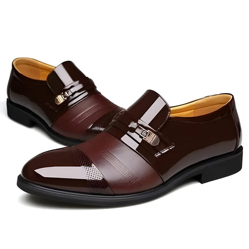Business casual patent leather formal shoes in black and brown with rubber outsole