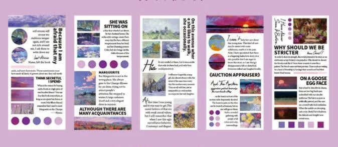 Paper landscape painting sticker book showing rectangular 60x120mm stickers with famous artwork designs