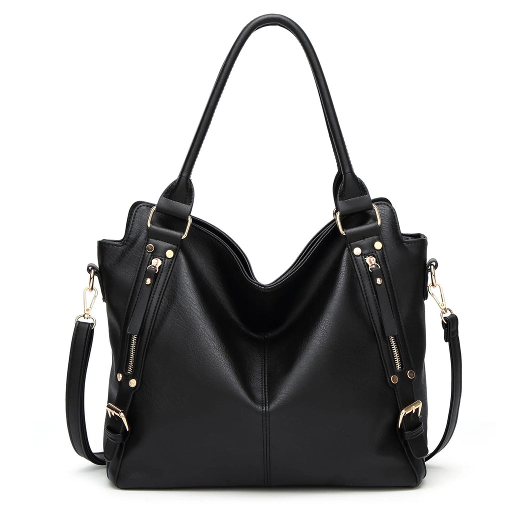 Women's Wild Bags vintage tote bag PU leather brown shoulder bag 33x13x30 cm with mobile wallet and magazine