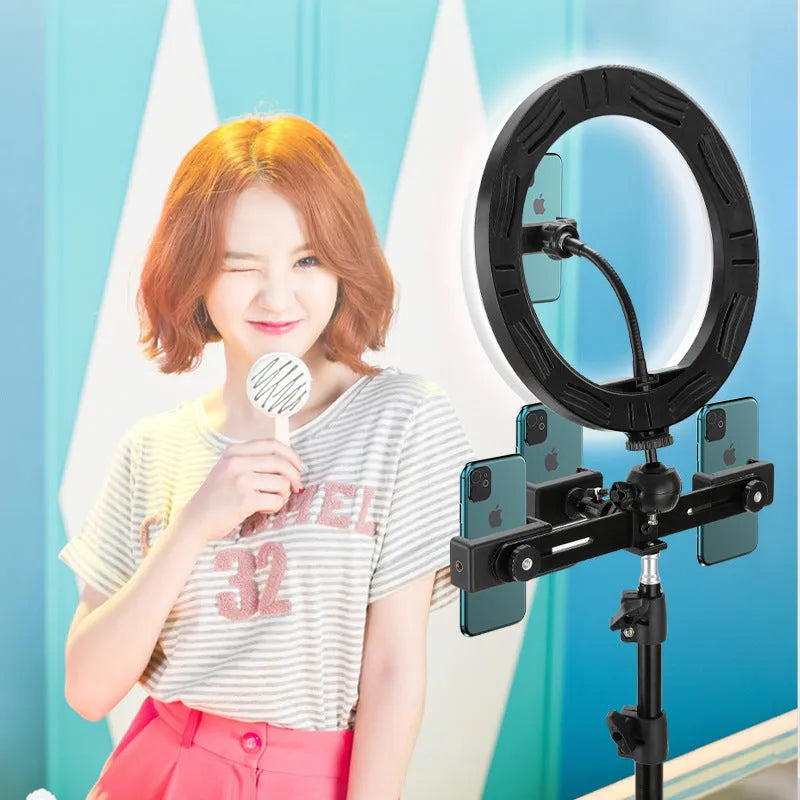 10-inch ring selfie light with adjustable metal bracket for smartphone photography