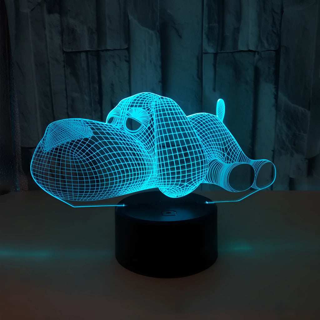 Doggo Desktop Lamp showing 3D illusion effect with multi-colour LED lighting