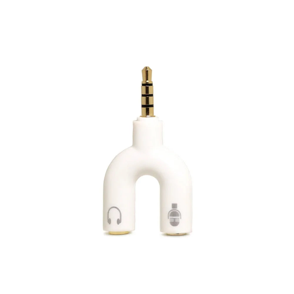 3.5mm audio splitter adapter in six colour options with gold-plated connections