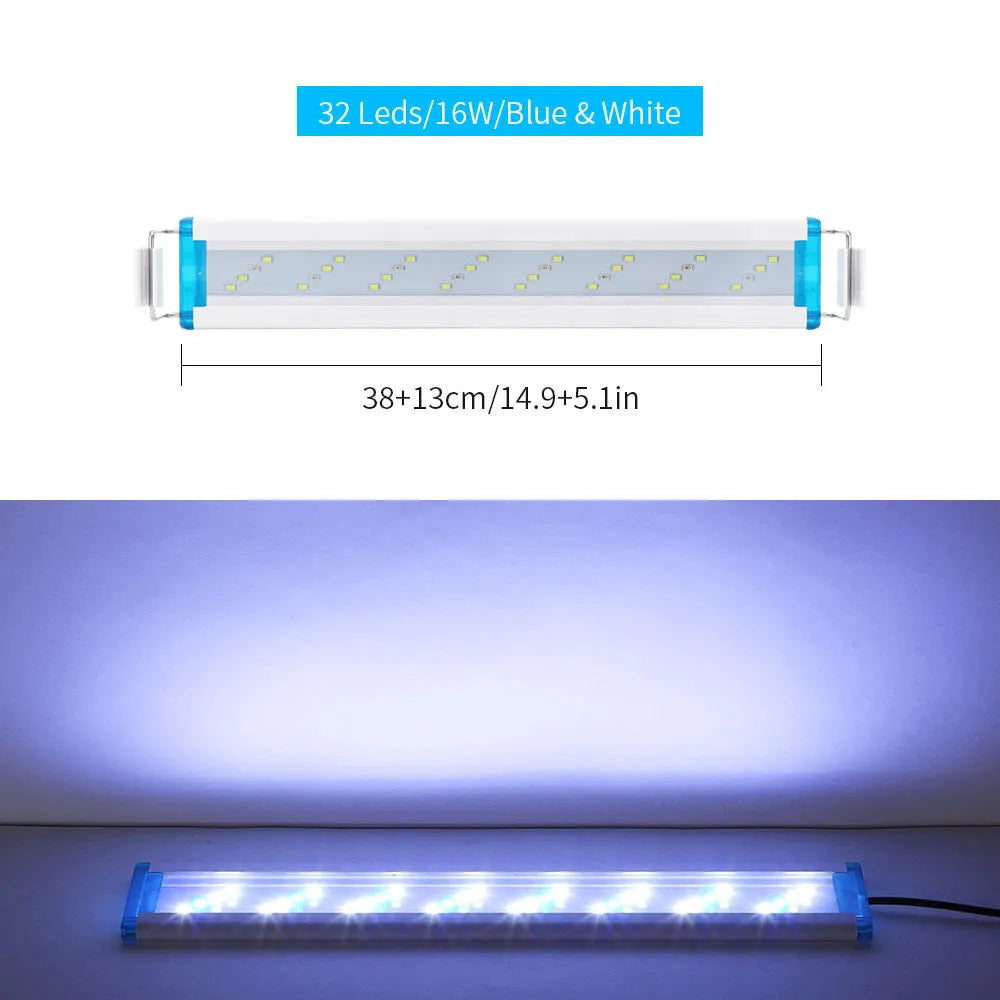 Ultra-thin aquarium LED light with blue and white lighting spectrum