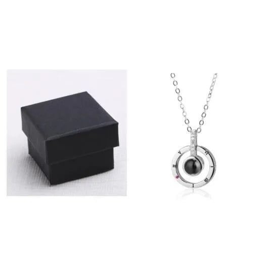 I Love You necklace with zircon pendant in silver, 100 languages design, chain length 40+5 cm