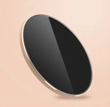 Ultra-thin aluminium wireless charger in gold, red, rose gold, and silver colour options